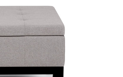 Cloud Grey Linen Style Fabric | Dover Square Vegan Leather Coffee Table Storage Ottoman