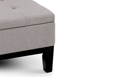 Cloud Grey Linen Style Fabric | Dover Square Vegan Leather Coffee Table Storage Ottoman