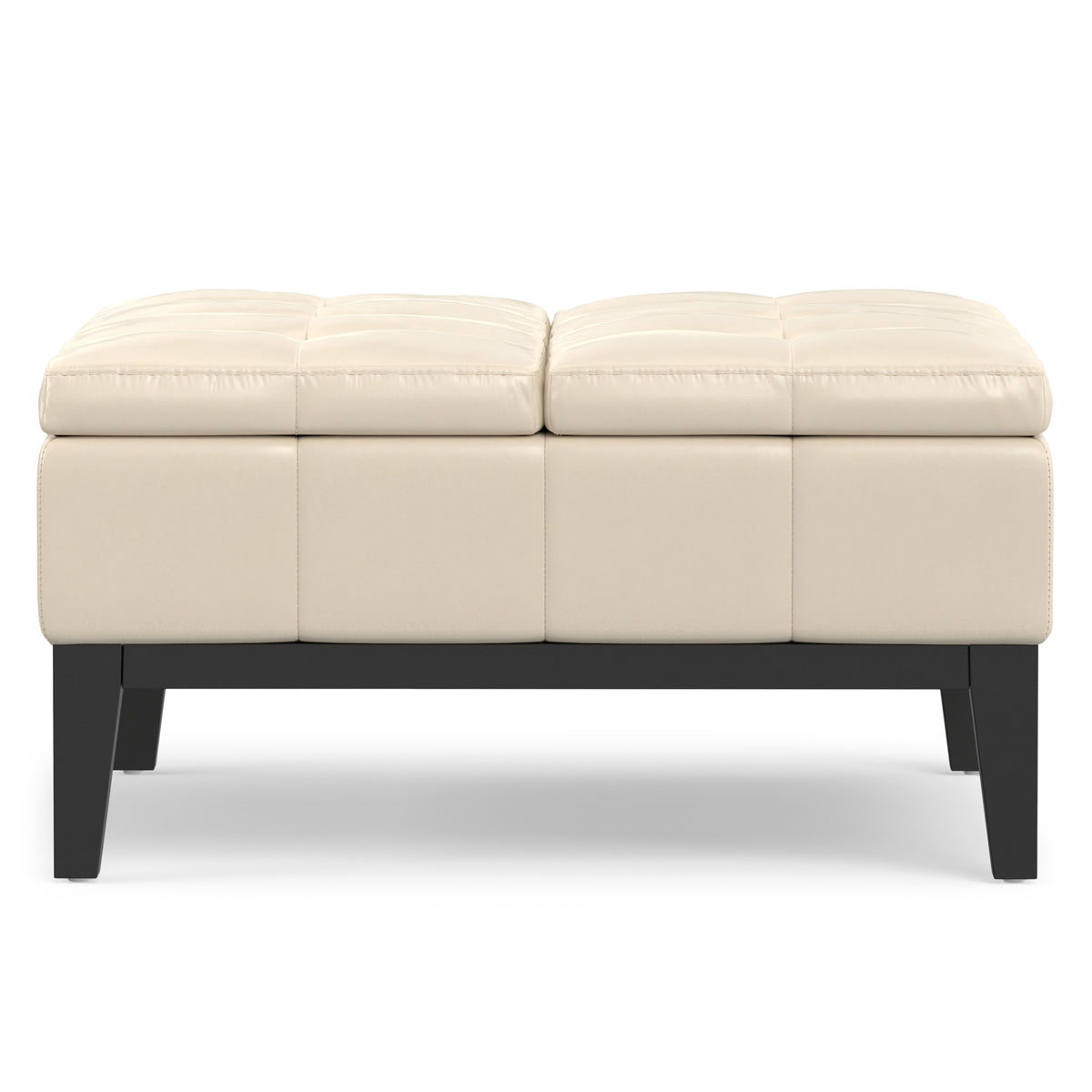 Satin Cream Vegan Leather | Dover Table Ottoman in Vegan Leather