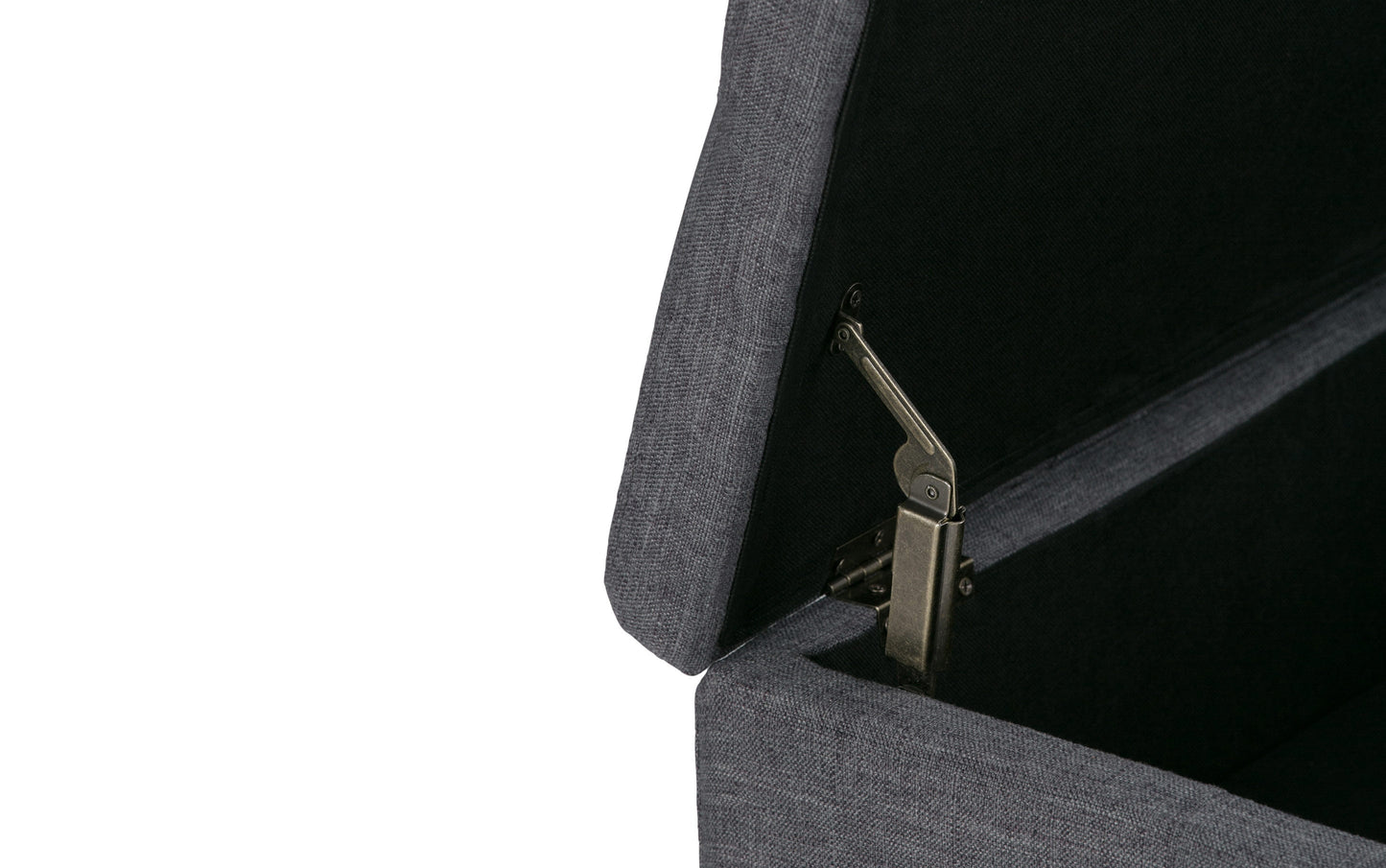 Slate Grey Linen Style Fabric | Dover Square Vegan Leather Coffee Table Storage Ottoman