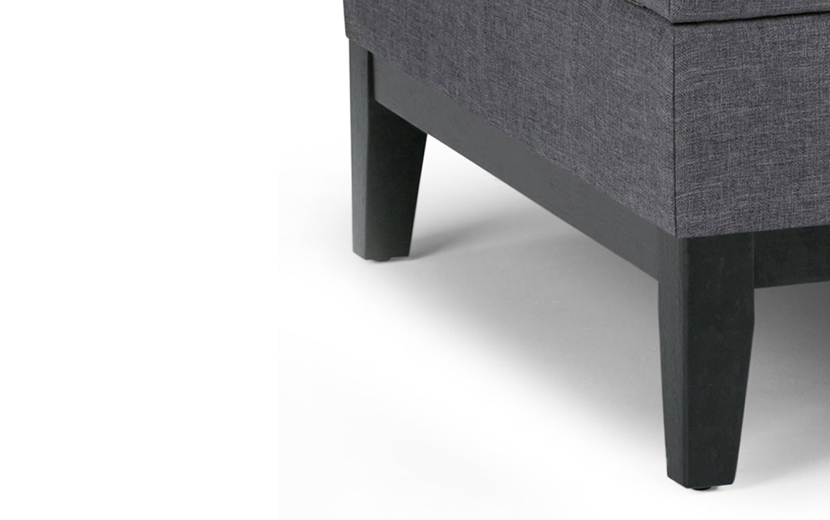 Slate Grey Linen Style Fabric | Dover Square Vegan Leather Coffee Table Storage Ottoman