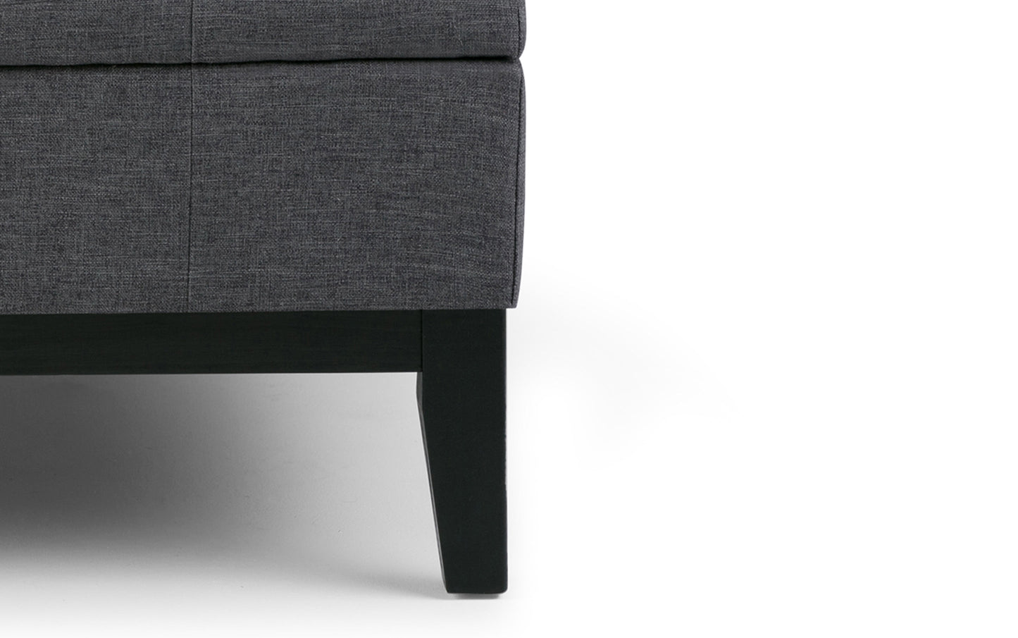 Slate Grey Linen Style Fabric | Dover Square Vegan Leather Coffee Table Storage Ottoman