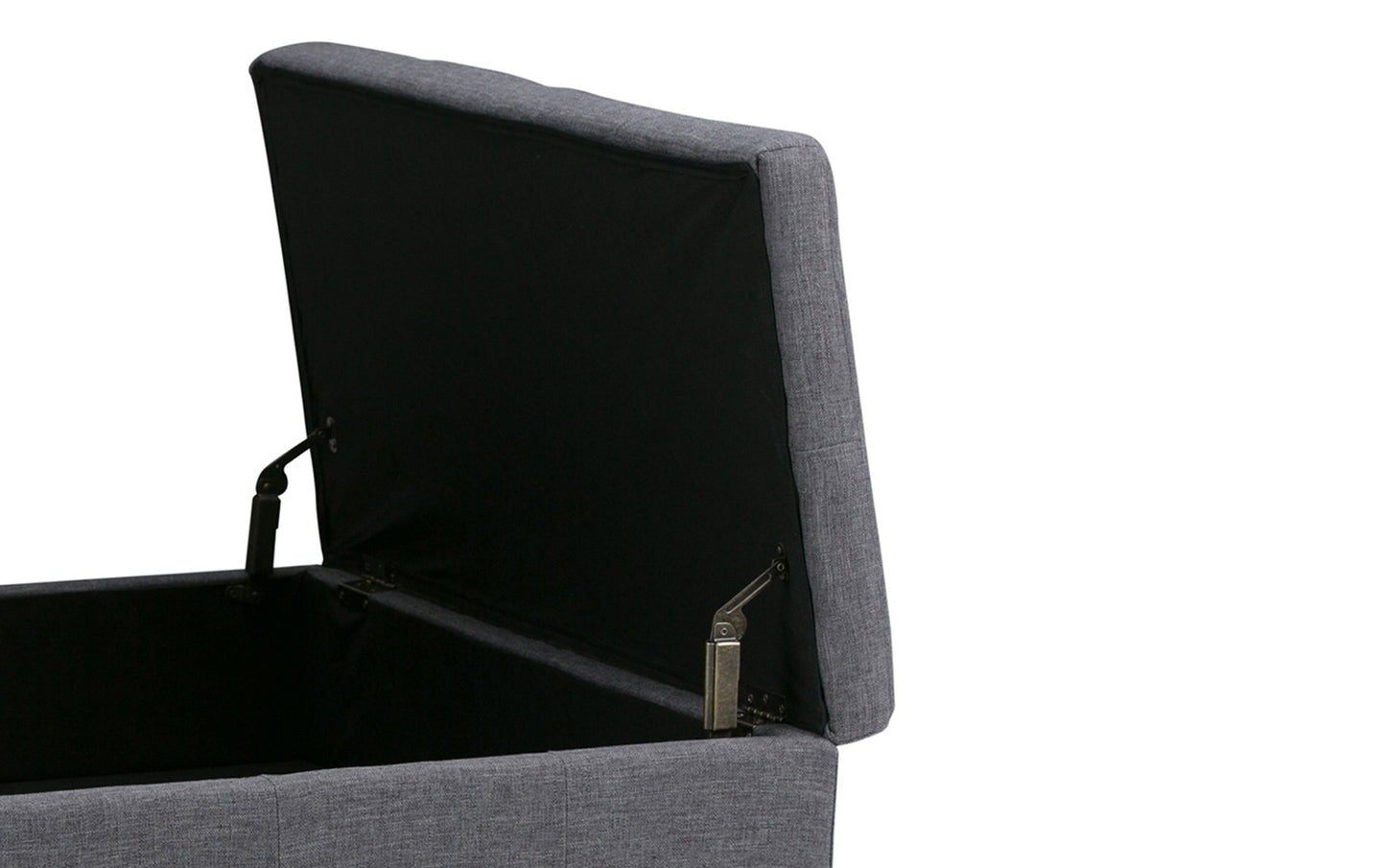 Slate Grey Linen Style Fabric | Dover Square Vegan Leather Coffee Table Storage Ottoman