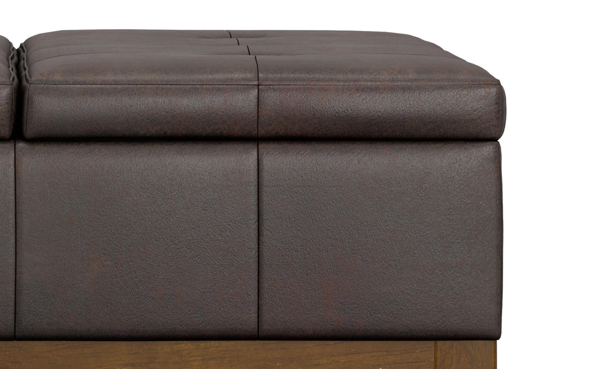 Distressed Brown Distressed Vegan Leather | Dover Lift Top Coffee Table