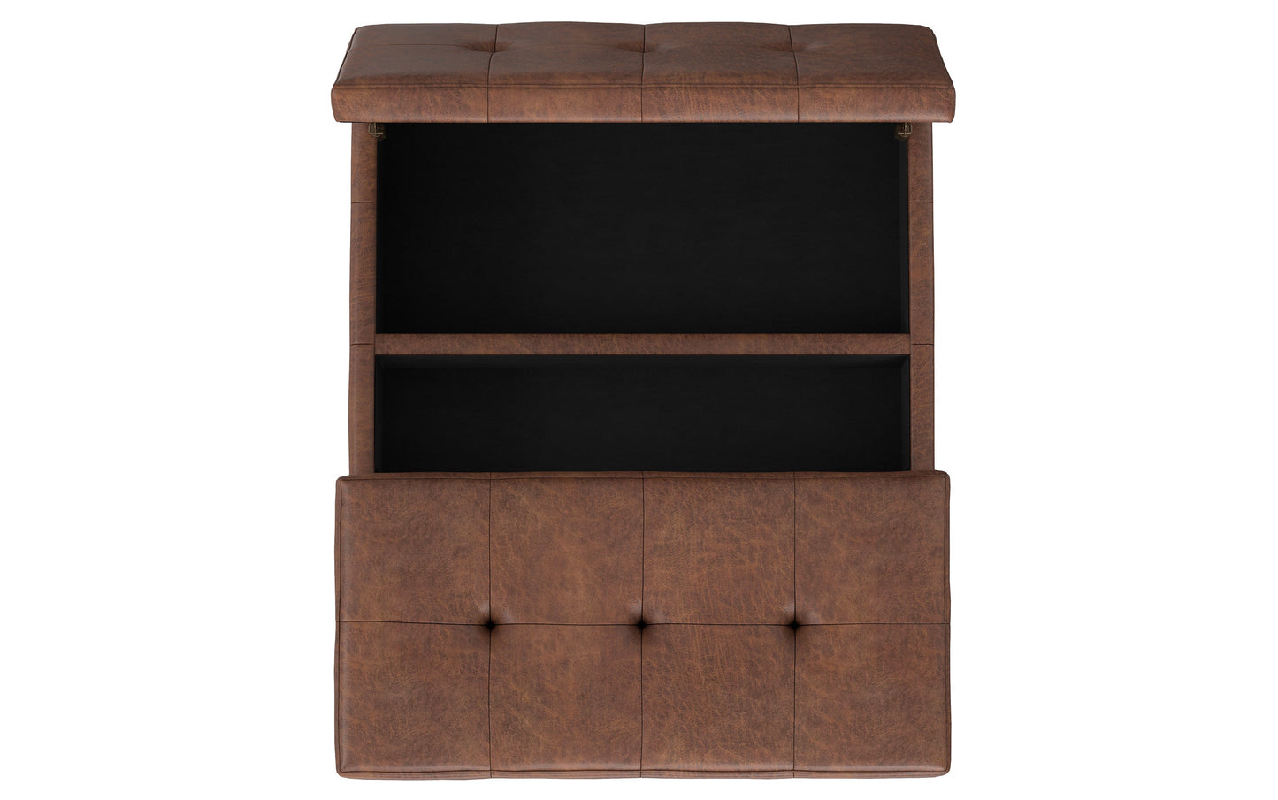 Distressed Saddle Brown Distressed Vegan Leather | Dover Lift Top Coffee Table