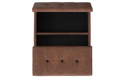 Distressed Saddle Brown Distressed Vegan Leather | Dover Lift Top Coffee Table