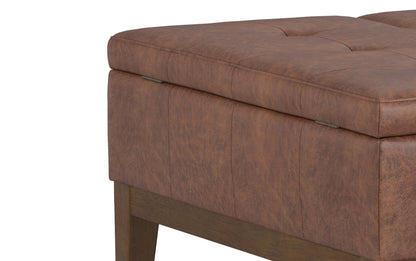 Distressed Saddle Brown Distressed Vegan Leather | Dover Lift Top Coffee Table
