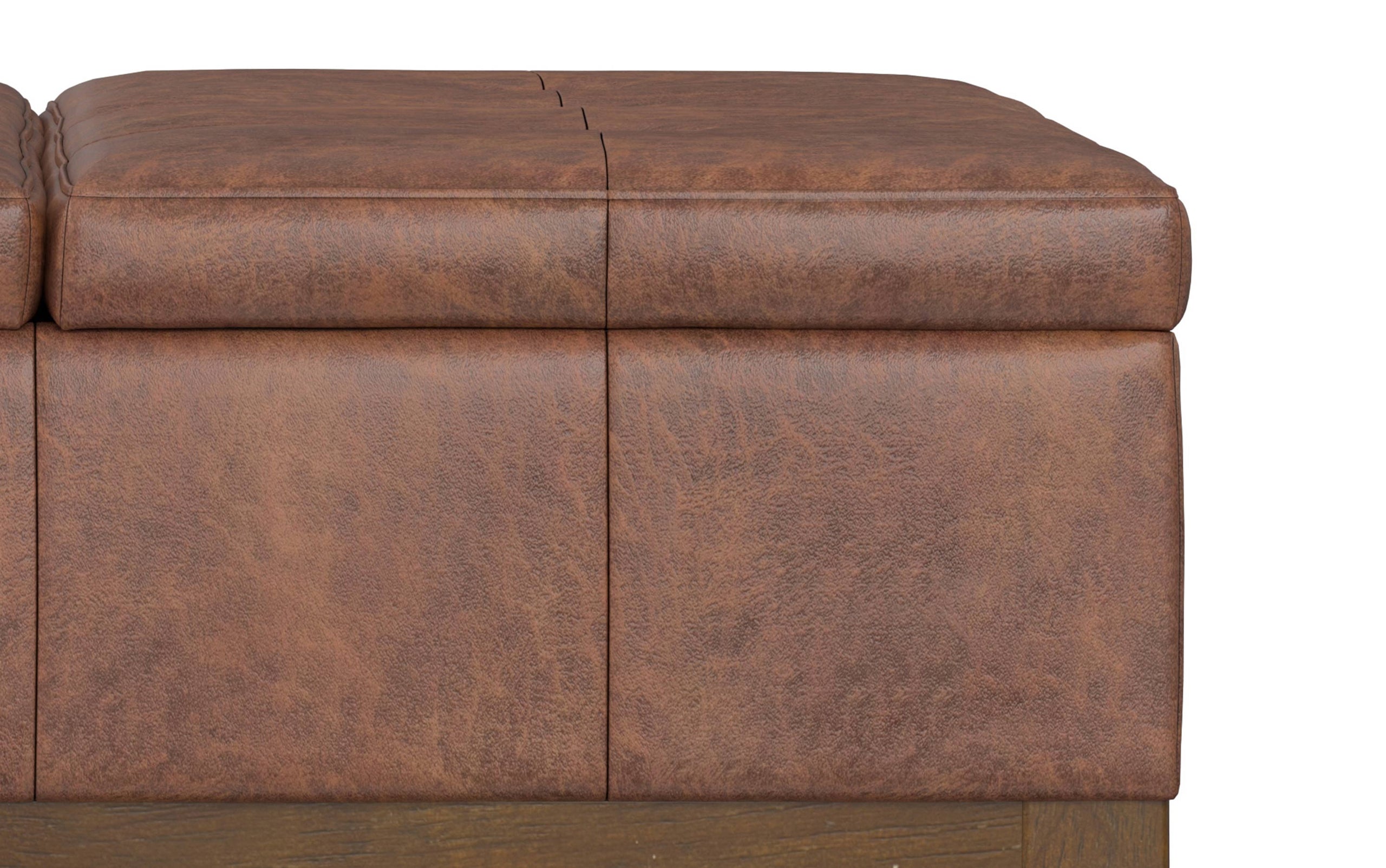 Distressed Saddle Brown Distressed Vegan Leather | Dover Lift Top Coffee Table