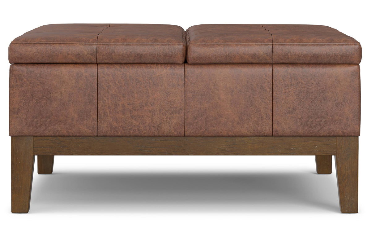 Distressed Saddle Brown Distressed Vegan Leather | Dover Lift Top Coffee Table