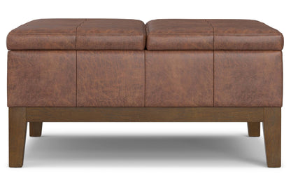 Distressed Saddle Brown Distressed Vegan Leather | Dover Lift Top Coffee Table