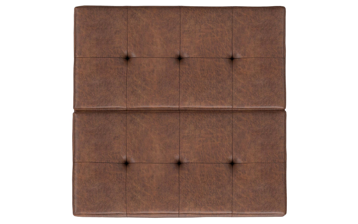 Distressed Saddle Brown Distressed Vegan Leather | Dover Lift Top Coffee Table