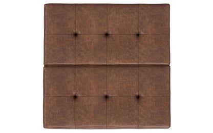 Distressed Saddle Brown Distressed Vegan Leather | Dover Lift Top Coffee Table