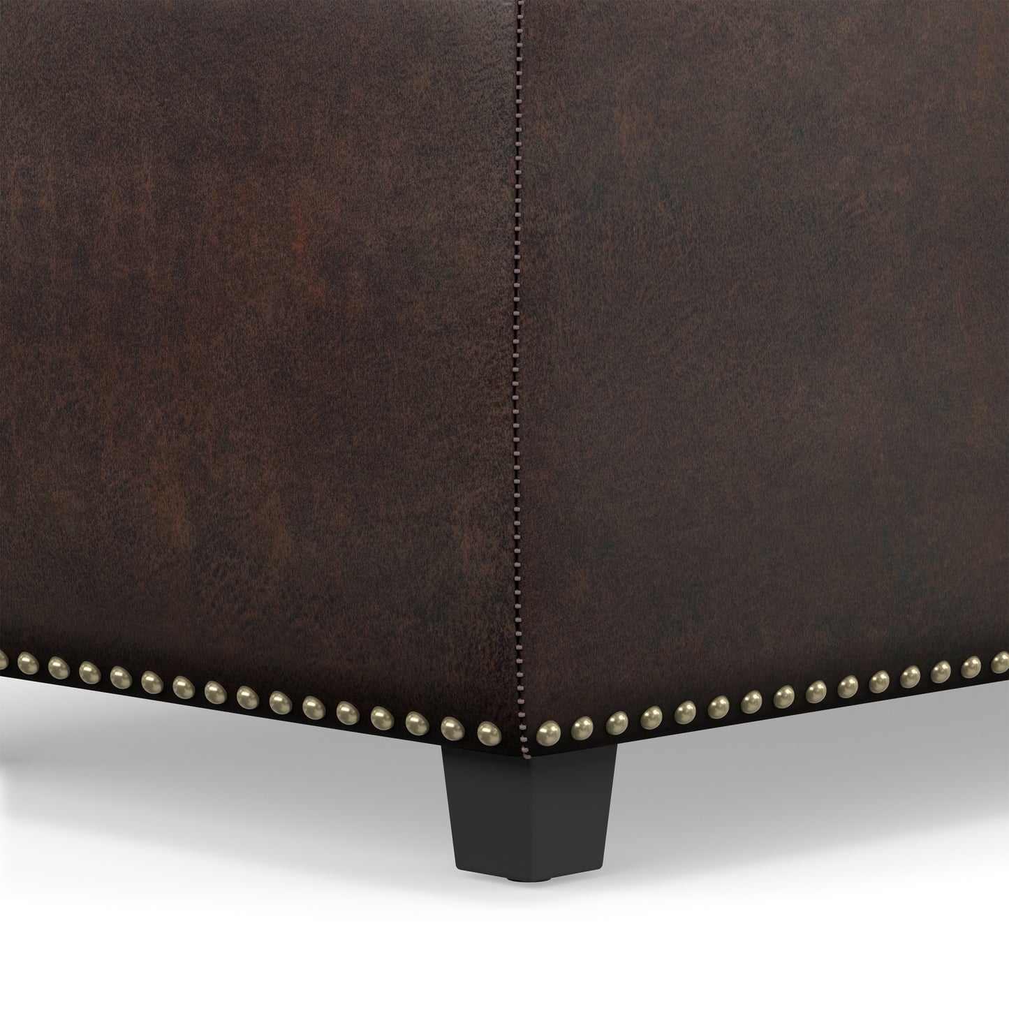 Distressed Brown Distressed Vegan Leather | Hamilton Storage Ottoman in Distressed Vegan Leather