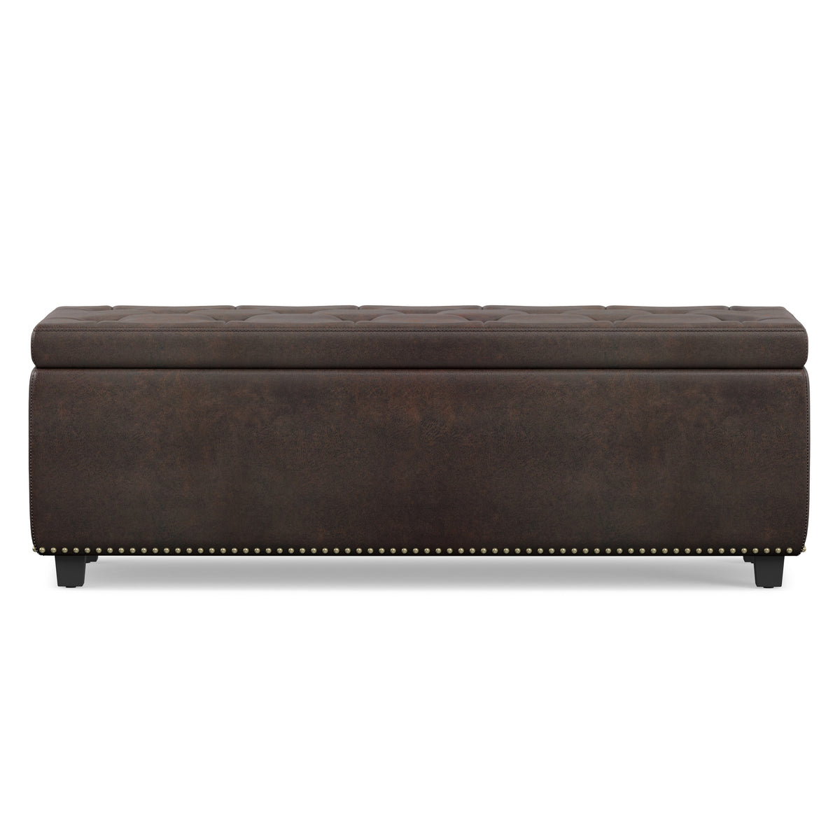 Distressed Brown Distressed Vegan Leather | Hamilton Storage Ottoman in Distressed Vegan Leather