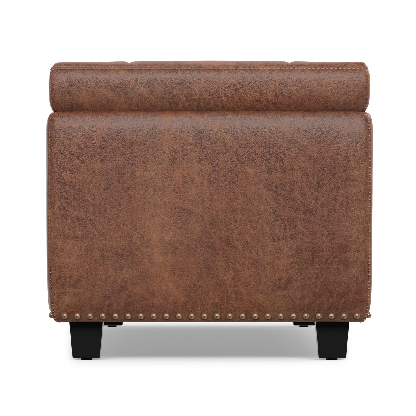 Distressed Saddle Brown Distressed Vegan Leather | Hamilton Storage Ottoman in Distressed Vegan Leather