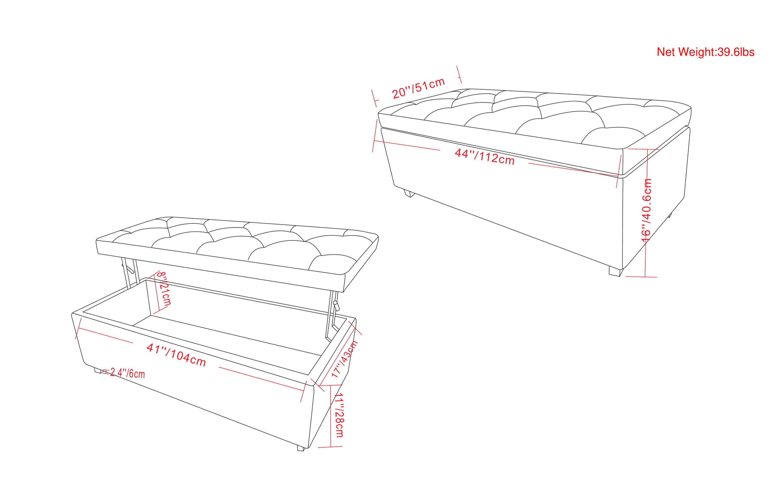 Tanners Brown Vegan Leather | Hamilton Lift Top Storage Ottoman in Vegan Leather