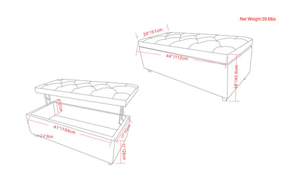 Tanners Brown Vegan Leather | Hamilton Lift Top Storage Ottoman in Vegan Leather