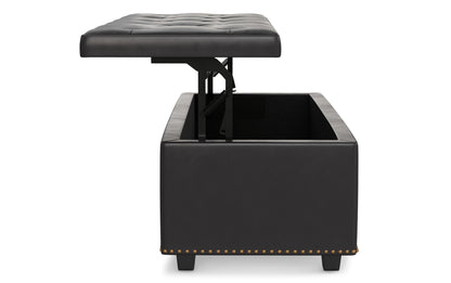Tanners Brown Vegan Leather | Hamilton Lift Top Storage Ottoman in Vegan Leather