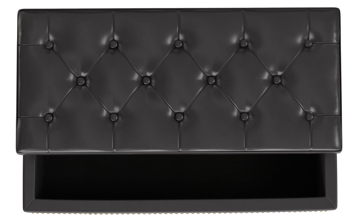 Tanners Brown Vegan Leather | Hamilton Lift Top Storage Ottoman in Vegan Leather