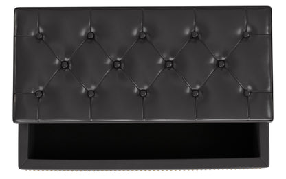 Tanners Brown Vegan Leather | Hamilton Lift Top Storage Ottoman in Vegan Leather