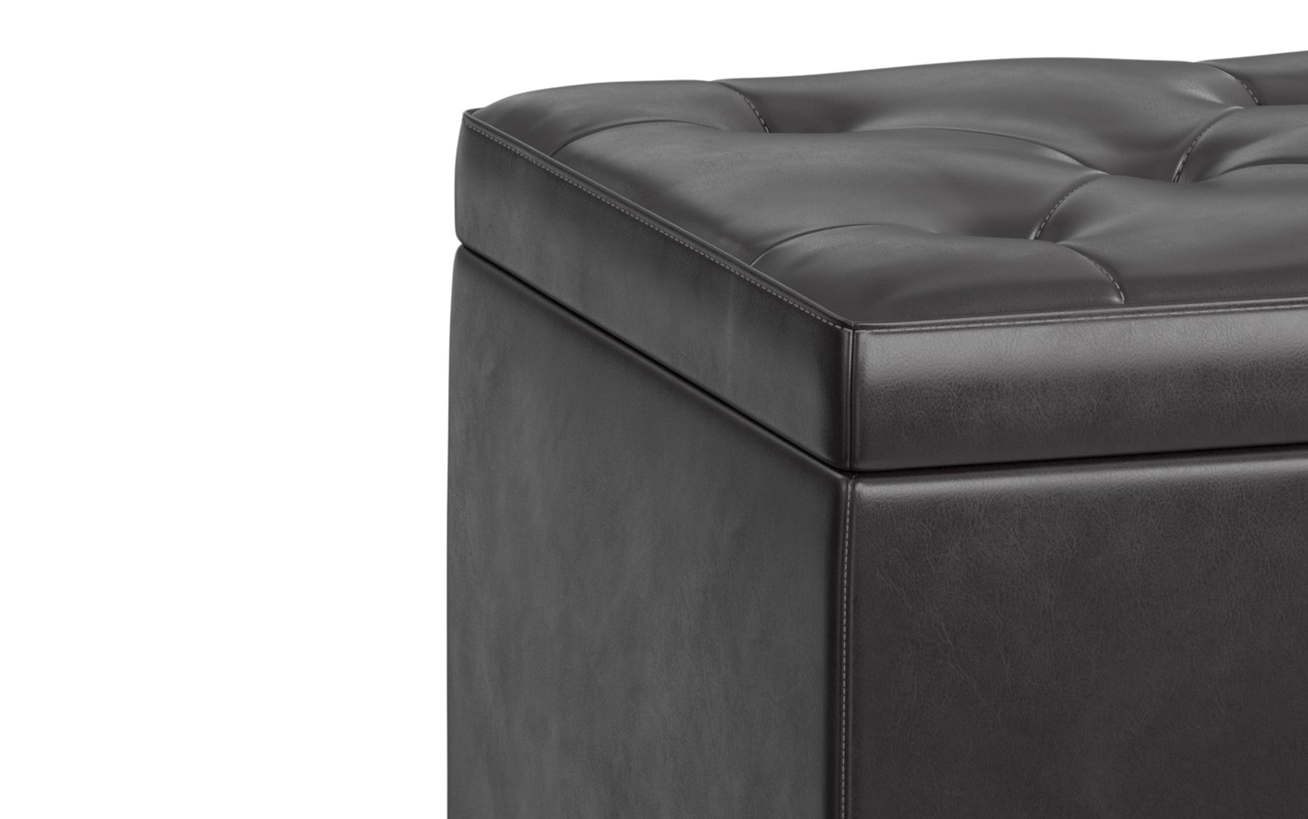 Tanners Brown Vegan Leather | Hamilton Lift Top Storage Ottoman in Vegan Leather