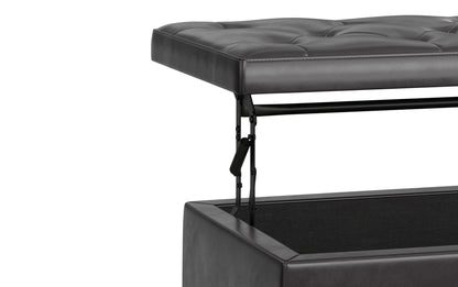 Tanners Brown Vegan Leather | Hamilton Lift Top Storage Ottoman in Vegan Leather