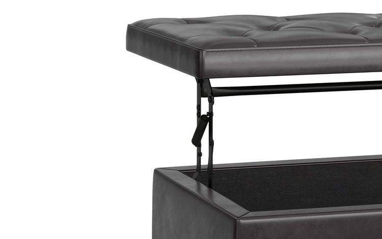 Tanners Brown Vegan Leather | Hamilton Lift Top Storage Ottoman in Vegan Leather