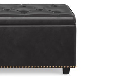Tanners Brown Vegan Leather | Hamilton Lift Top Storage Ottoman in Vegan Leather