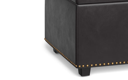 Tanners Brown Vegan Leather | Hamilton Lift Top Storage Ottoman in Vegan Leather