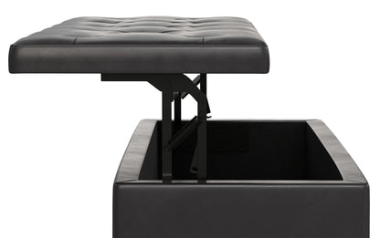Tanners Brown Vegan Leather | Hamilton Lift Top Storage Ottoman in Vegan Leather