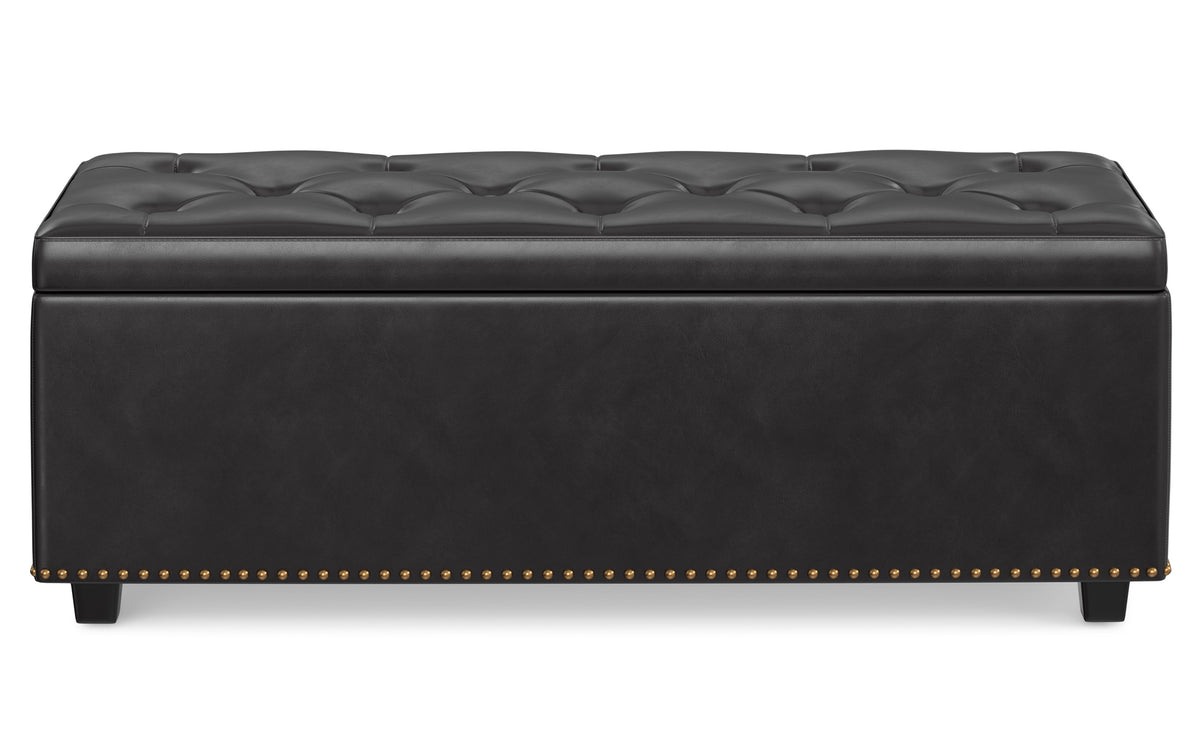 Tanners Brown Vegan Leather | Hamilton Lift Top Storage Ottoman in Vegan Leather