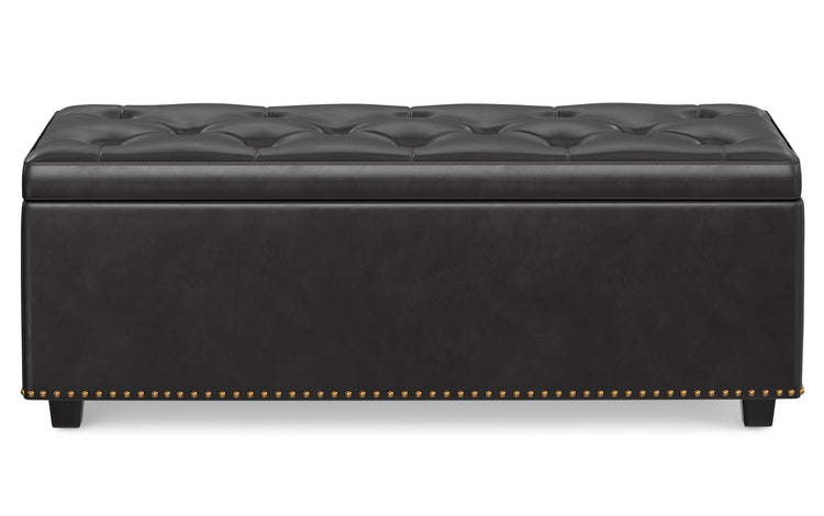 Tanners Brown Vegan Leather | Hamilton Lift Top Storage Ottoman in Vegan Leather