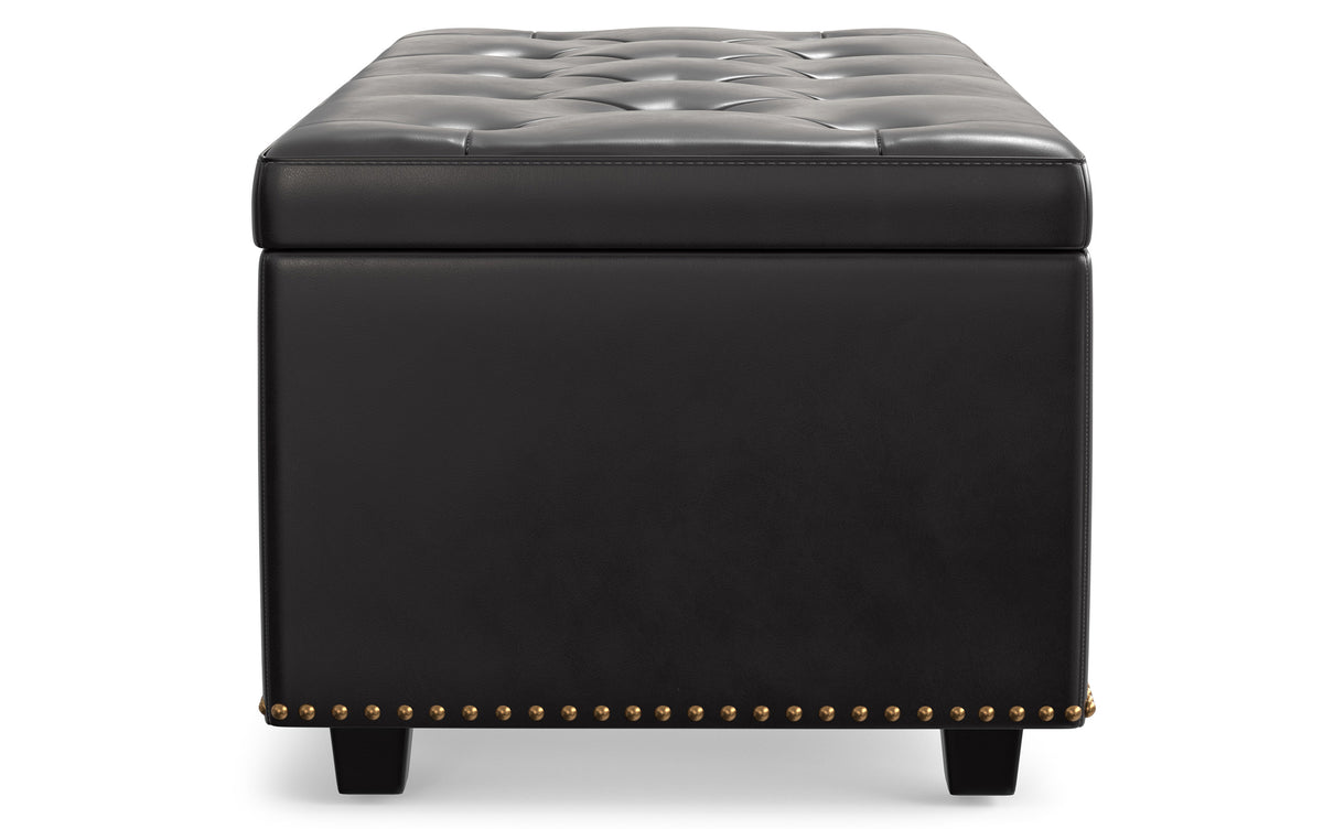 Tanners Brown Vegan Leather | Hamilton Lift Top Storage Ottoman in Vegan Leather