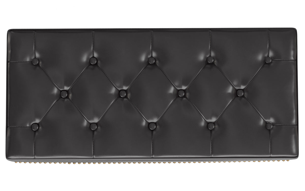 Tanners Brown Vegan Leather | Hamilton Lift Top Storage Ottoman in Vegan Leather