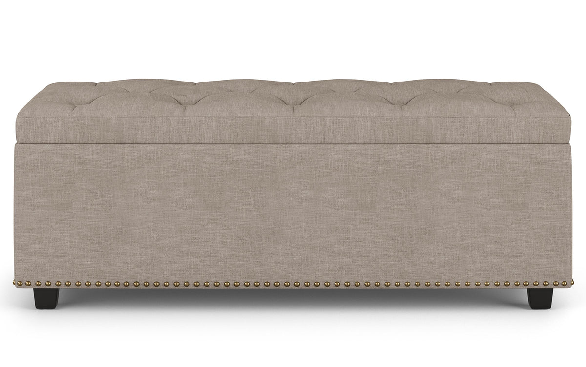 Natural Linen Style Fabric | Hamilton Lift Top Rectangular Storage Ottoman