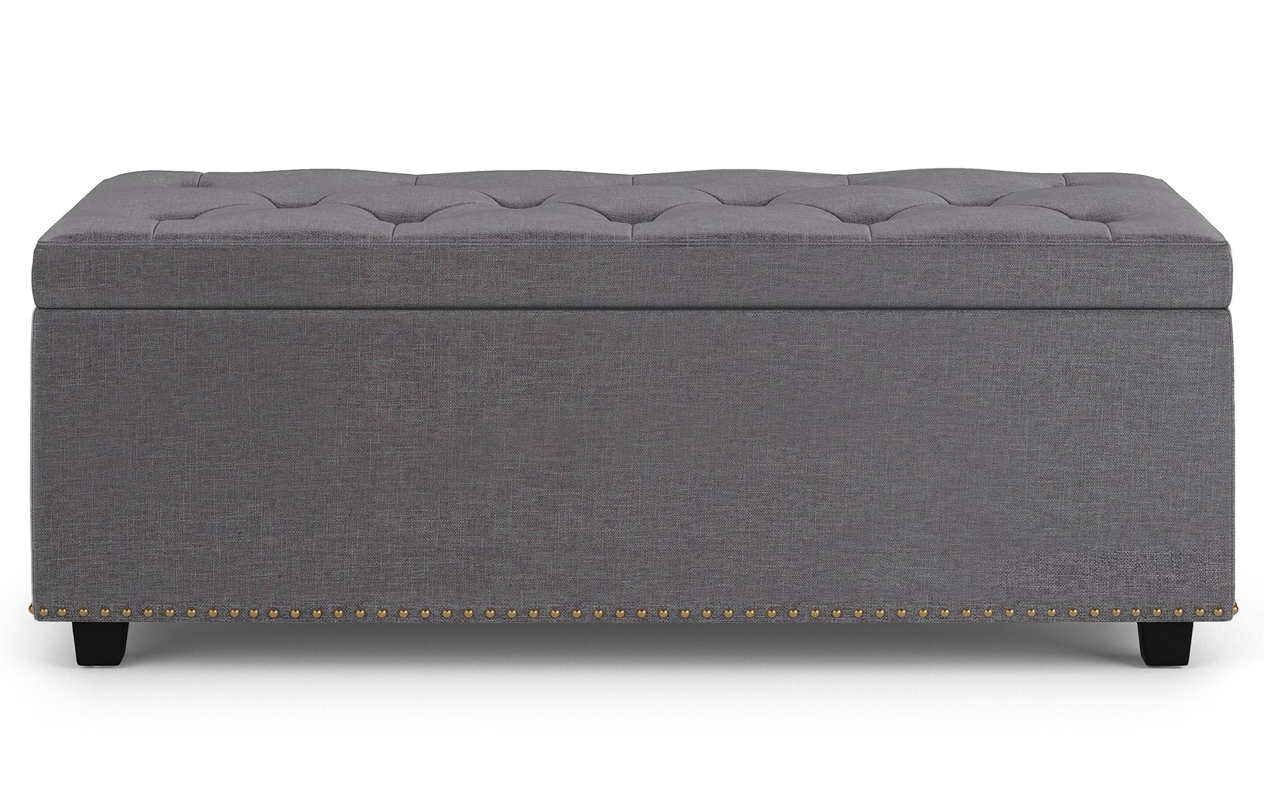 Slate Grey Linen Style Fabric | Hamilton Lift Top Rectangular Storage Ottoman