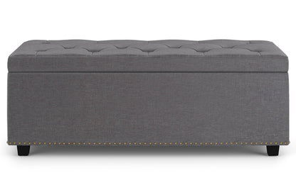 Slate Grey Linen Style Fabric | Hamilton Lift Top Rectangular Storage Ottoman