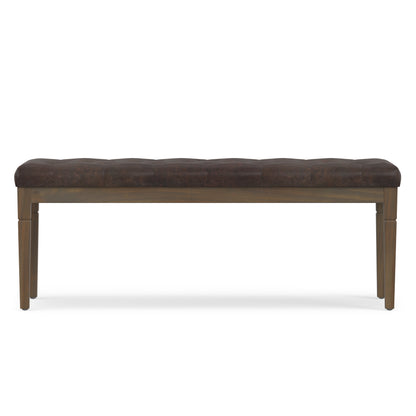 Distressed Brown Distressed Vegan Leather | Waverly Tufted Ottoman Bench