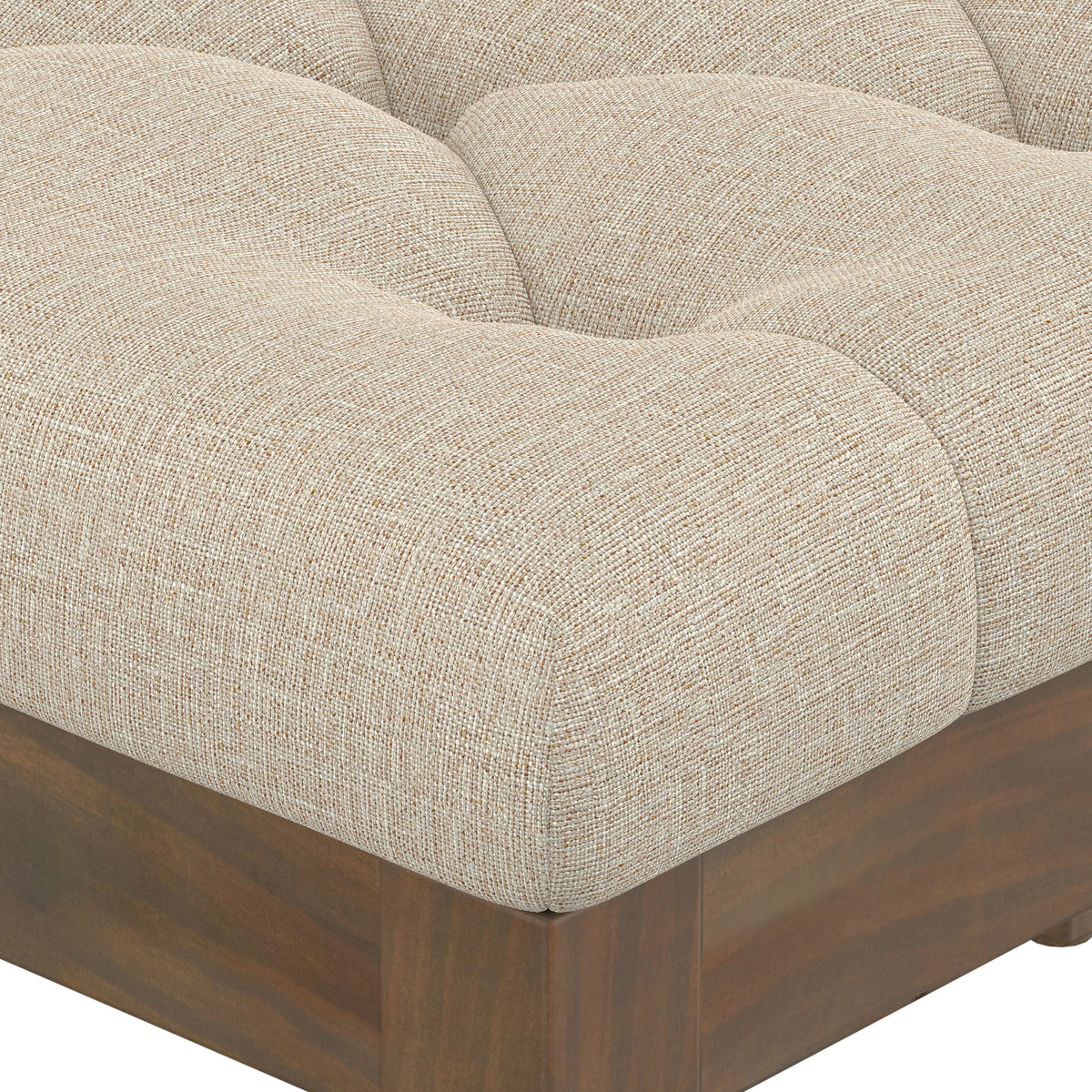 Natural | Waverly Small Tufted Ottoman Bench in Linen