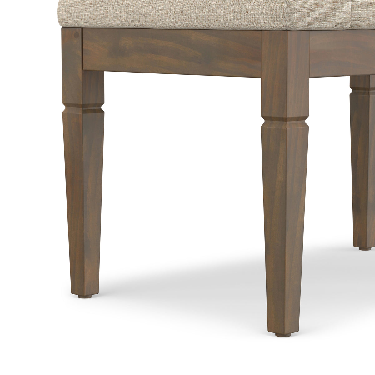 Natural | Waverly Small Tufted Ottoman Bench in Linen