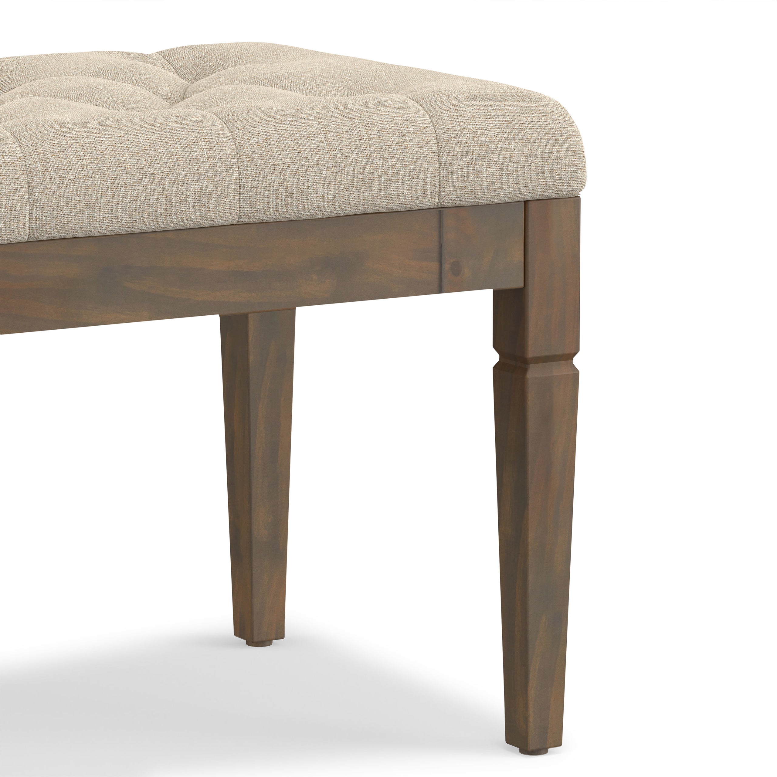 Natural | Waverly Small Tufted Ottoman Bench in Linen