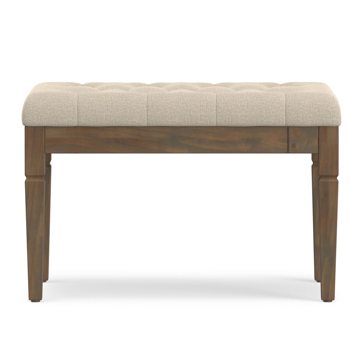 Natural | Waverly Small Tufted Ottoman Bench in Linen
