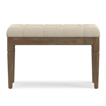 Natural | Waverly Small Tufted Ottoman Bench in Linen