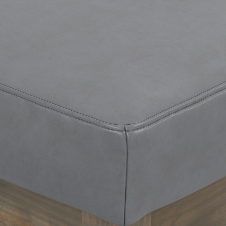 Stone Grey Vegan Leather | Milltown Footstool Small Ottoman Bench