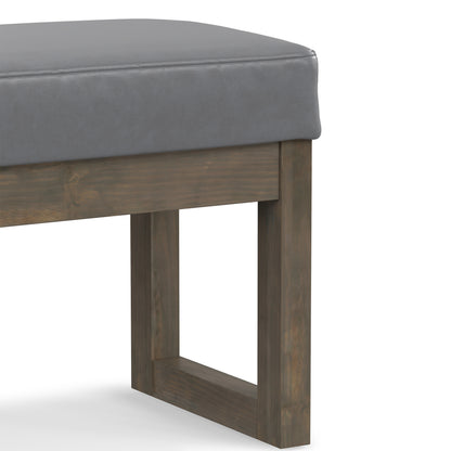 Stone Grey Vegan Leather | Milltown Footstool Small Ottoman Bench