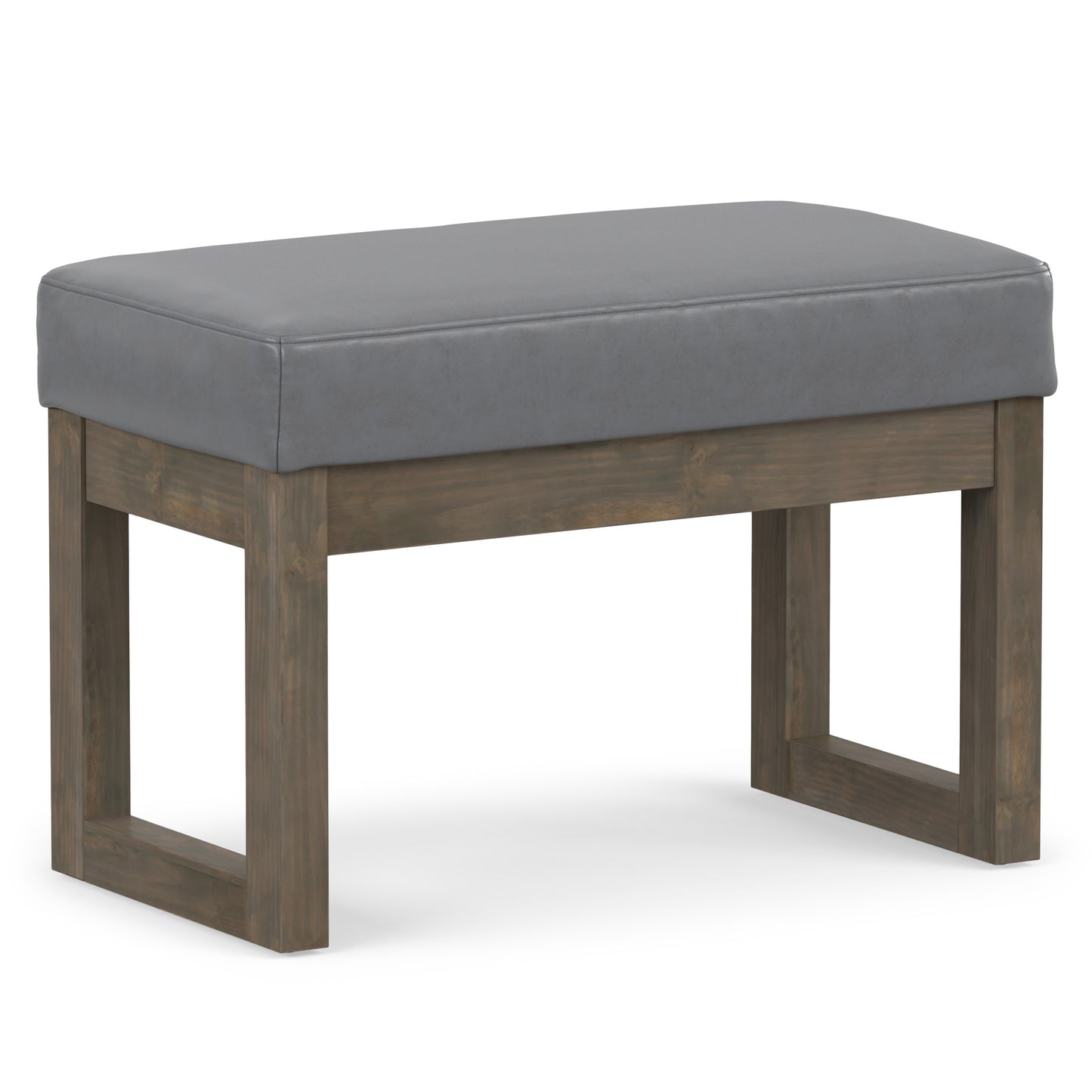 Stone Grey Vegan Leather | Milltown Footstool Small Ottoman Bench