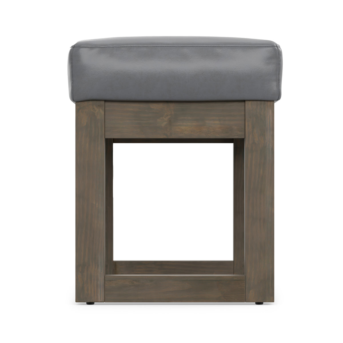 Stone Grey Vegan Leather | Milltown Footstool Small Ottoman Bench