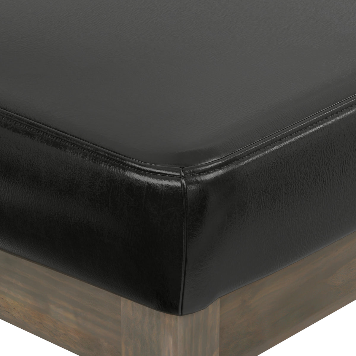 Midnight Black Vegan Leather | Milltown Large Ottoman Bench in Vegan Leather
