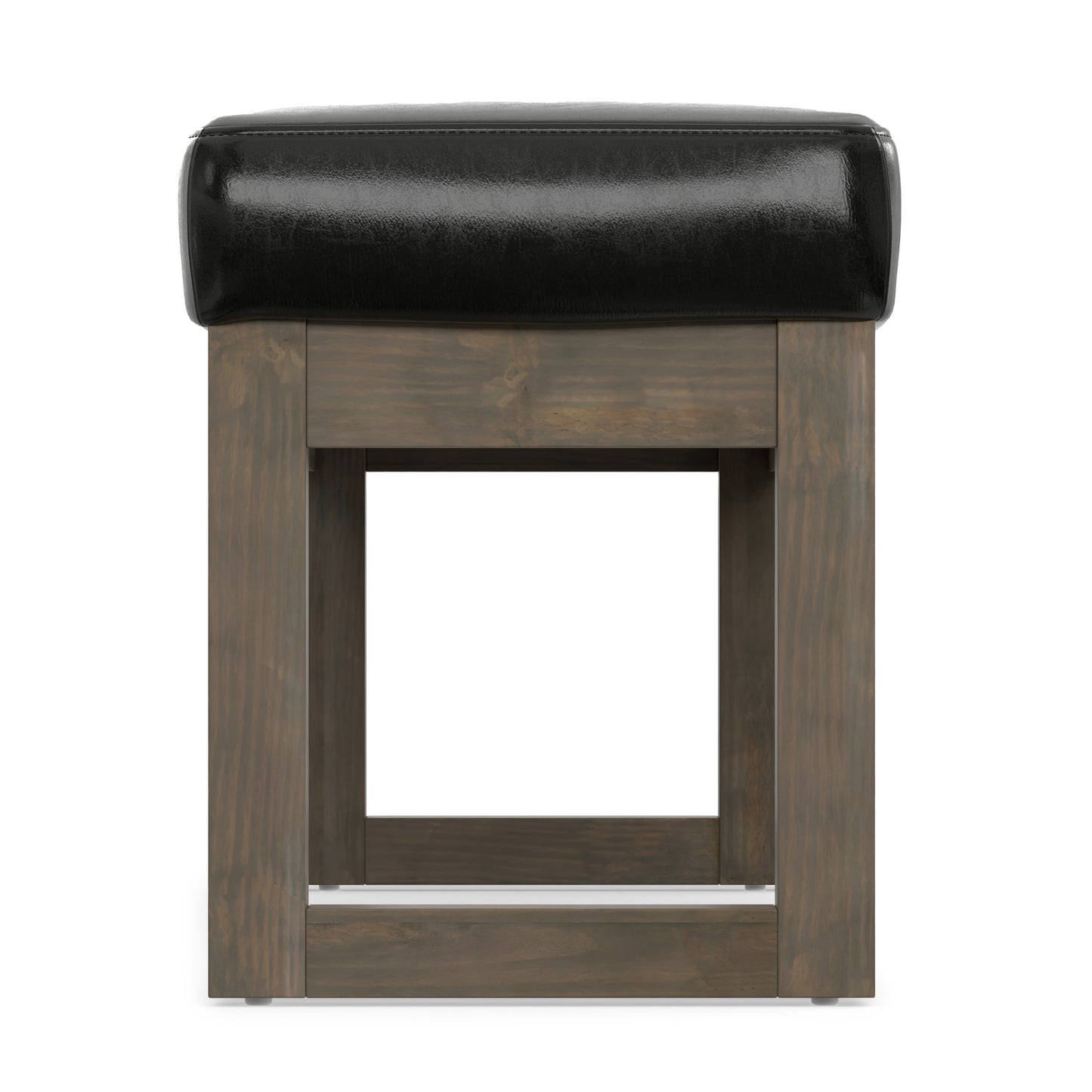 Midnight Black Vegan Leather | Milltown Large Ottoman Bench in Vegan Leather