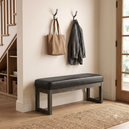 Tanners Brown Vegan Leather | Milltown Large Ottoman Bench in Vegan Leather